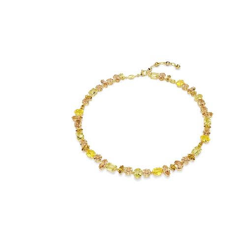 Collar Tennis Gema, Tallas mixtas, Amarillo, Baño tono oro