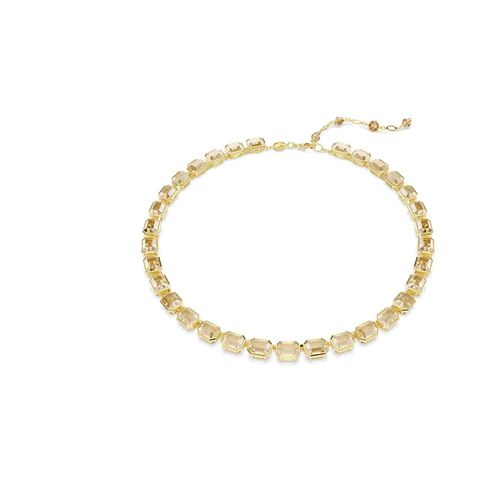 Collar Tennis Millenia, Talla octogonal, Amarillo, Baño tono oro