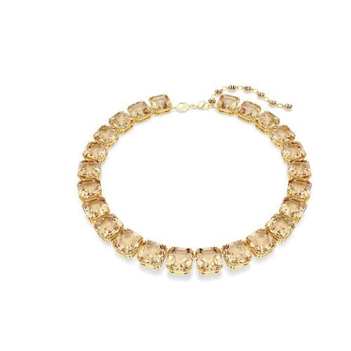 Collar Tennis Millenia, Talla octogonal, Caramelo, Baño tono oro