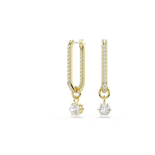Pendientes Constella, Talla redonda, Blancos, Baño tono oro