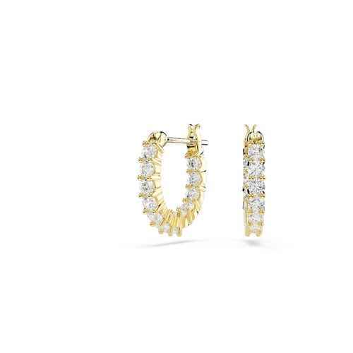 Pendientes de aro Matrix Vittore, Talla redonda, Blancos, Baño tono oro