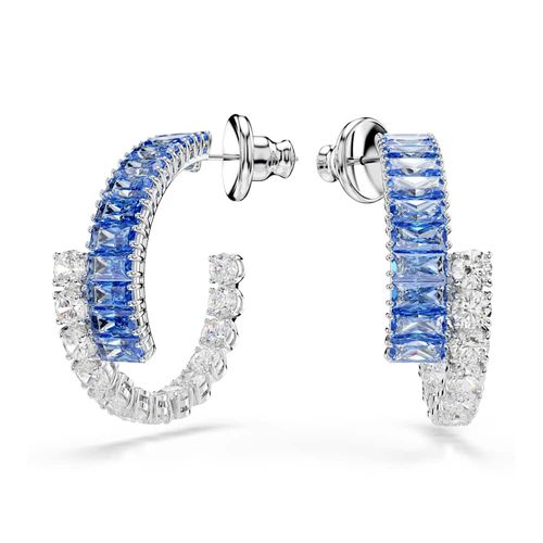 Pendientes de aro Matrix, Tallas mixtas, Azules, Baño de rodio