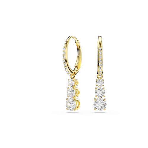Pendientes de aro Stilla Attract, Talla redonda, Blancos, Baño tono oro