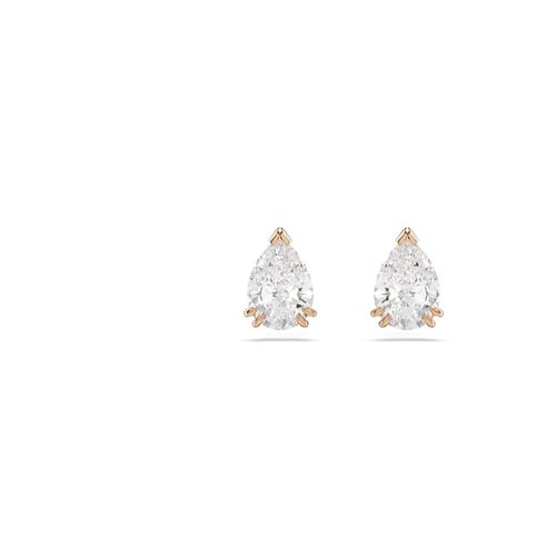 Pendientes de botón Stilla, Talla pera, Blancos, Baño tono oro rosa