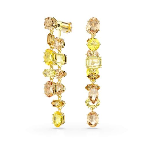 Pendientes Gema, Diseño asimétrico, Tallas mixtas, Largos, Amarillos, Baño tono oro