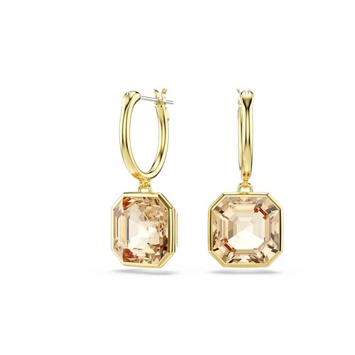 Pendientes Millenia, Talla cuadrada, Caramelo, Baño tono oro