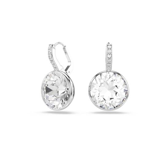 Pendientes Millenia, Talla redonda, Blancos, Baño de rodio
