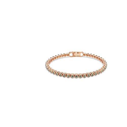 Pulsera Tennis Imber Emily, Talla redonda, Negra, Baño tono oro rosa