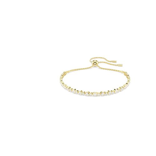 Pulsera Tennis Matrix, Talla redonda, Blanca, Baño tono oro