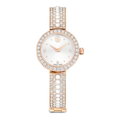 Reloj con brazalete Matrix Pearl, Fabricado en Suiza, Pulsera de cristal, Acabado tono oro rosa
