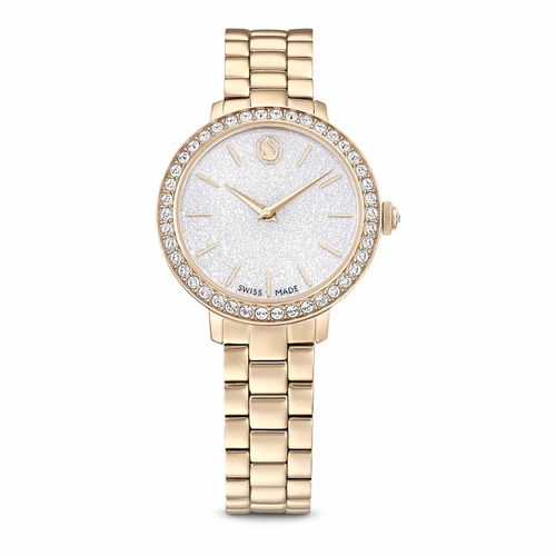 Reloj, Fabricado en Suiza, Brazalete de metal, Tono dorado, Acabado tono oro champán