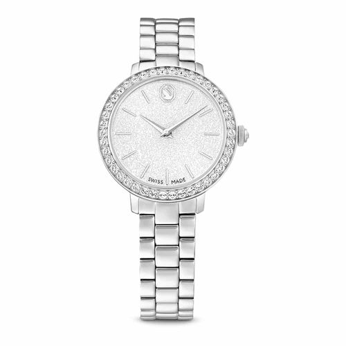 Reloj, Fabricado en Suiza, Brazalete de metal, Tono plateado, Acero inoxidable