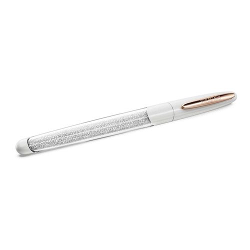 Bolígrafo Rollerball Crystalline Nova, Blanco, Baño tono oro rosa