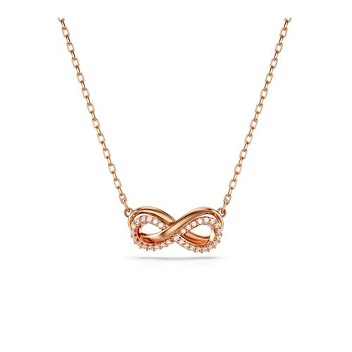 Colgante Hyperbola, Pavé, Símbolo del infinito, Blanco, Baño tono oro rosa